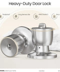 Keyed Entry Door Knob With Lock And Key For Exterior And Interior Doors Satin Nickel Finish Dual Locking Mechanism Inside