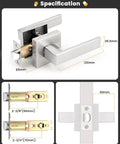 5 Pack Satin Nickel Square Door Levers And Handles For Interior Passage Locks Built To Last For Hallways And Closets Heavy Duty Zinc Alloy Construction dimensions and specifications