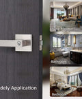 Keyed Alike Entry Door Lever Set With Lock And Key Satin Nickel Square Door Handle for living room, bathroom, bedroom use.