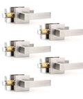 5 Pack Satin Nickel Square Door Levers And Handles For Interior Passage Locks Built To Last For Hallways And Closets Heavy Duty