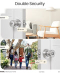 Keyed Entry Door Knob With Lock And Key For Exterior And Interior Doors Satin Nickel Finish Dual Locking Mechanism Inside Turn Button Outside Key Front Door Handle For Residential And Commercial Use Ideal For Bedroom And Bathroom Doors, showing exterior and interior views