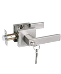 Keyed Entry Lever Lock For Exterior And Front Doors, Heavy Duty Satin Nickel Finish, Reversible Design Fits Right And Left Hand