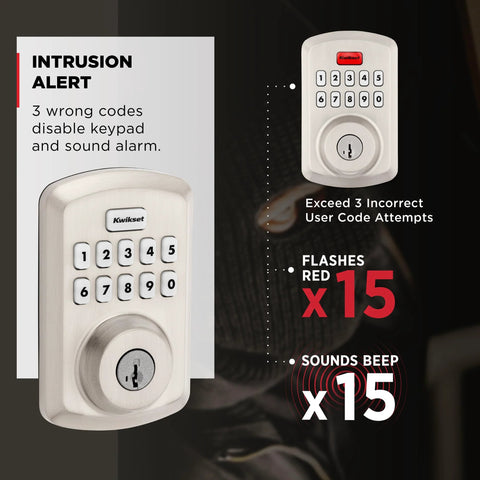 Powerbolt 250 10 Button Keypad Electronic Deadbolt With Auto Lock And Keyless Entry for Satin Nickel Exterior Doors