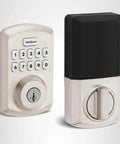 Powerbolt 250 10 Button Keypad Electronic Deadbolt With Auto Lock And Keyless Entry for satin nickel exterior doors front view