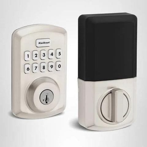 Powerbolt 250 10 Button Keypad Electronic Deadbolt With Auto Lock And Keyless Entry for satin nickel exterior doors front view