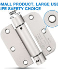Self Closing Door Hinges 3.5 Inch Heavy Duty Satin Nickel Finish Built To Last With 5/8 Inch Radius in silver brushed nickel, front view