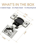 Diagram of 10 Pack 5 Pairs One Half Inch Overlay Soft Close Hinges For Kitchen Cabinets with screws and dowels included