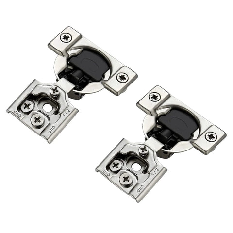 10 Pack 5 Pairs One Half Inch Overlay Soft Close Hinges for Kitchen Cabinets Satin Nickel Concealed Stainless Steel Hidden Hinges