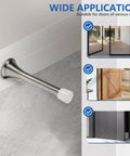 Pack Of 12 Spring Door Stops Flexible Heavy Duty Door Stoppers With Rust Proof Screws And Rubber Bumper Tips Satin Nickel Finish