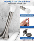 Pack Of 12 Spring Door Stops Flexible Heavy Duty Door Stoppers With Rust Proof Screws And Rubber Bumper Tips Satin Nickel Finish