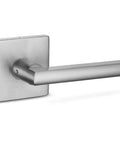 Dummy Lever Door Handles 2 Pack For Closet And French Doors, shown in Satin Nickel finish with slim square design and hidden screws.