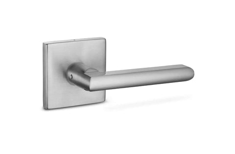 Dummy Lever Door Handles 2 Pack For Closet And French Doors, shown in Satin Nickel finish with slim square design and hidden screws.