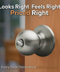 Privacy Interior Door Knob With Turn Button Lock ANSI Grade 3 Certified Modern Heavy Duty Handle Reversible shown on door