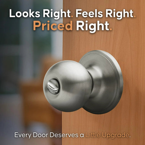 Privacy Interior Door Knob With Turn Button Lock ANSI Grade 3 Certified Modern Heavy Duty Handle Reversible shown on door