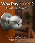 Privacy Interior Door Knob With Turn Button Lock ANSI Grade 3 Certified Satin Stainless Finish installed on wooden door
