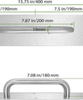 Two Pack Satin Finish 304 Stainless Steel Door Pull Handles 100mm Width 400mm Height 1.2mm Thick With 180mm Hole to Hole