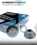 Saw Blade Bushing Set And Arbor Spacer Kit Reduction Ring Bundle 18 Pack With 9 Sizes displayed with packaging.