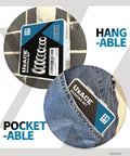 Saw Blade Bushing Set And Arbor Spacer Kit Reduction Ring Bundle 18 Pack shown in pocket and hanging on tile wall