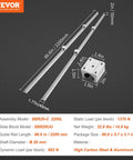 Linear Rail, 2 PCS SBR 20-2200mm, Linear Guideway Rail, and 4 PCS SBR20UU Square Type Carriage Bearing Blocks, diagram.