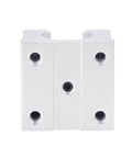 Front view of aluminum block from Four Piece SBR Linear Ball Bearing Blocks Set For 20mm SBR Rails And Guides, showing smooth surface and holes.