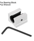 2 Pack SBR12UU Linear Bearing Block For 12mm Open Slide Guides with wrench, aluminum long block for 3D printers and CNC routers, silver tone