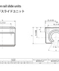 Technical drawing of Two Pack 12mm SBR12UU Linear Bearing Pillow Blocks Open Type for CNC Routers and DIY Mills