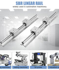 SBR16 1200mm Linear Rail Guide SBR16 Fully Supported Linear Slide Rail with 4Pcs Industry-Standard SBR16UU Slide Ball Bearing Block, DIY CNC Parts X Y Z Linear Actuator in an industrial setting.