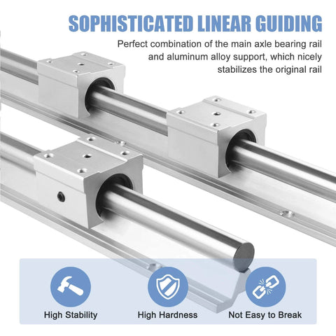 SBR16 1200mm Linear Rail Guide SBR16 Fully Supported Linear Slide Rail with 4Pcs Industry-Standard SBR16UU Slide Ball Bearing Block.