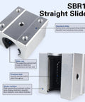 16mm SBR16UU Linear Bearing Pillow Block Open Box Slider Set with aluminum housing, showing smooth glide bearings for CNC routers.