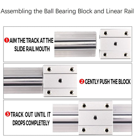 Assembly instructions for Open 16mm SBR16 LUU Sliding Bearing Blocks Pack of 2 for CNC Linear Rail Guides and SBR16 Shafts.