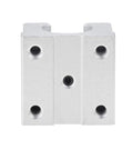 Front view of 4 Pack SBR16UU Linear Ball Bearing Slide Blocks for SBR16 rails, 16mm inner diameter, aluminum housing, silver finish