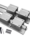 SBR20 Linear Rail Kit with 2pcs 2000mm Rails & 4pcs SBR20UU Square Blocks, 20mm Supported Linear Guide System for CNC Routers