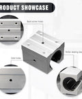 4 Pack SBR20UU Aluminum Block 20mm Linear Motion Ball Bearing Slide Block featuring side and back screw holes