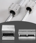 4 Pack SBR20UU Aluminum Block 20mm Linear Motion Ball Bearing Slide Block For SBR20 20mm Linear Guide Rail, top and side view