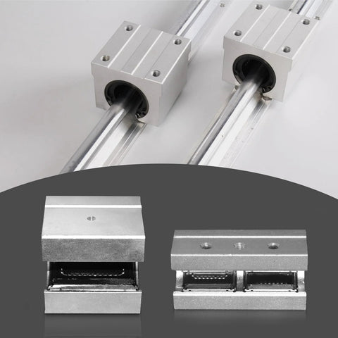 4 Pack SBR20UU Aluminum Block 20mm Linear Motion Ball Bearing Slide Block For SBR20 20mm Linear Guide Rail, top and side view