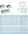SBR20 Linear Rail Kit with 2pcs 2000mm Rails & 4pcs SBR20UU Square Blocks dimensions and specifications chart