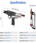 Specifications for SC7E Pneumatic Hog Ring Gun With Extended Nose For Deep Access, 15 Gauge Three Quarters Inch Crown, 8.8mm Closure