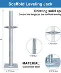 Front view of 18 Inch Adjustable Scaffold Leveling Jacks Feet Kit For Baker Style Scaffolding Galvanized Solid Threaded Rods 4 Pack