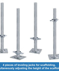 18 Inch Adjustable Scaffold Leveling Jacks Feet Kit For Baker Style Scaffolding Galvanized Solid Threaded Rods 4 Pack