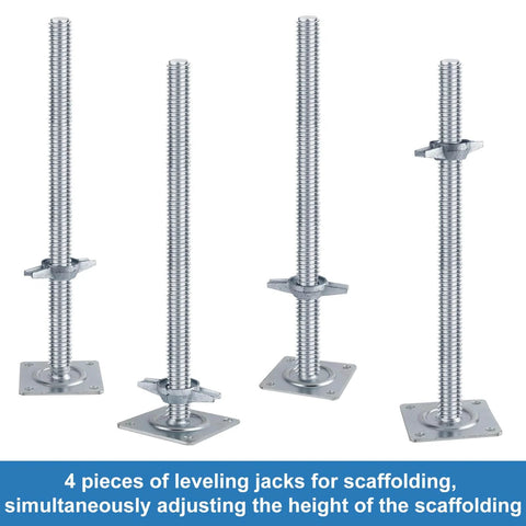 18 Inch Adjustable Scaffold Leveling Jacks Feet Kit For Baker Style Scaffolding Galvanized Solid Threaded Rods 4 Pack