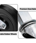 Close-up of 5 Inch Scaffolding Casters Set of 2 With Dual Locking Brakes featuring rubber wheel and steel ball construction.
