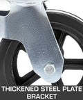 Close-up of 4 Pack Scaffolding Caster Wheels 8 Inch By 2 Inch Dual Locking Rubber Swivel Casters with thickened steel bracket