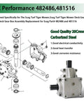 Deck Gear Box Assembly For Scag Turf Tiger Mower 482486 481516 Replacement diagram and assembled view