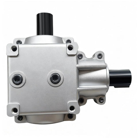 Front view of Gear Box Assembly Direct Fit For Scag Turf Tiger Mower Deck 482486 showing metal casing and mounting holes.