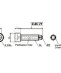 Diagram of ✝️ SCBS-M6-30-VR NBK Clamping Cap Vacuum Vented Screws - full ball to firmly secure workpiece for Vacuum Devices.