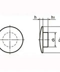 Technical drawing of ✝️ SCC-6 NBK Cover Caps for Socket Head Cap Screws - Made in Japan - 20-Pack showing dimensions for mechanical systems.