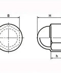 SCH-5 NBK Cover Caps for Hex Head Screw - Made in Japan - 20-Pack technical drawing, showing dimensions and shape details.