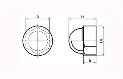 SCH-5 NBK Cover Caps for Hex Head Screw - Made in Japan - 20-Pack technical drawing, showing dimensions and shape details.
