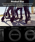 Diagram of 2Pack 8.5 Inches Scooter Inner Tube with sizing info for Xiaomi M365, Pro2, 1S, Mi3 scooters.