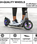 Person riding a scooter with 100mm Scooter Replacement Wheels 2 Pack with 88A PU Tires Aluminum Core and 608RS Bearings Installed